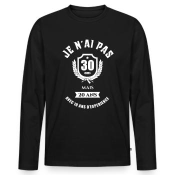 CADEAU ANNIVERSAIRE 30 ANS - T-shirt manches longues Premium bio Homme - noir - Devant - Nico (187cm)