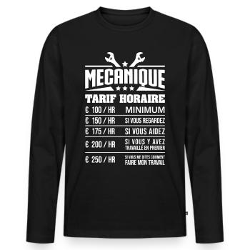 TARIF HORAIRE MÉCANICIEN - T-shirt manches longues Premium bio Homme - noir - Devant - Nico (187cm)