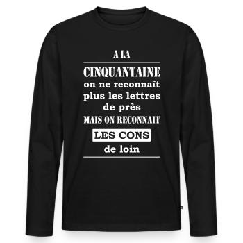 RECONNAÎTRE UN CON - T-shirt manches longues Premium bio Homme - noir - Devant - Nico (187cm)