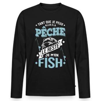 ALLER À LA PÊCHE, SE FISH DU RESTE - T-shirt manches longues Premium bio Homme - noir - Devant - Nico (187cm)