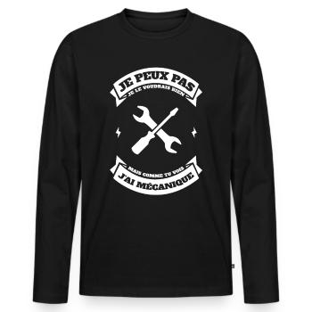 JE PEUX PAS J'AI MÉCANIQUE - T-shirt manches longues Premium bio Homme - noir - Devant - Nico (187cm)