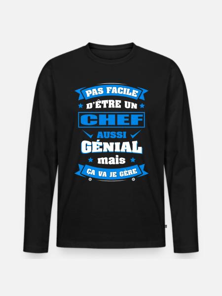 CHEF GÉNIAL - T-shirt manches longues Premium bio Homme - noir
