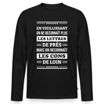 RECONNAÎTRE LES CONS - T-shirt manches longues Premium bio Homme - noir - Devant - Nico (187cm)