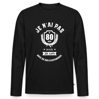 CADEAU ANNIVERSAIRE 80 ANS - T-shirt manches longues Premium bio Homme - noir - Devant - Nico (187cm)