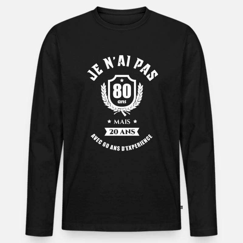 CADEAU ANNIVERSAIRE 80 ANS - T-shirt manches longues Premium bio Homme - noir