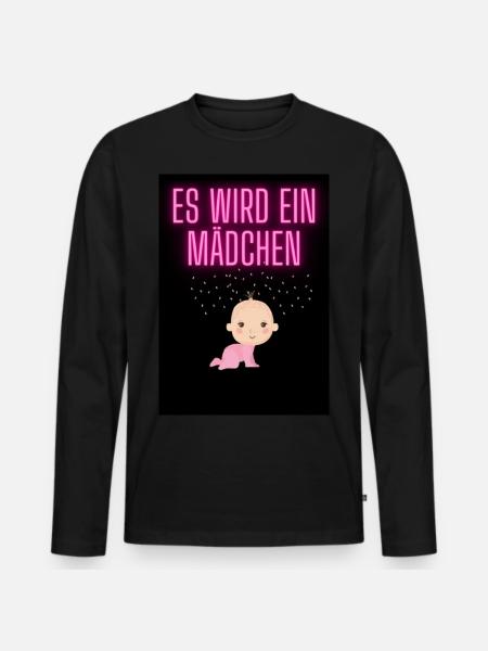 Es wird ein Mädchen - Männer Premium Bio Langarmshirt - Schwarz