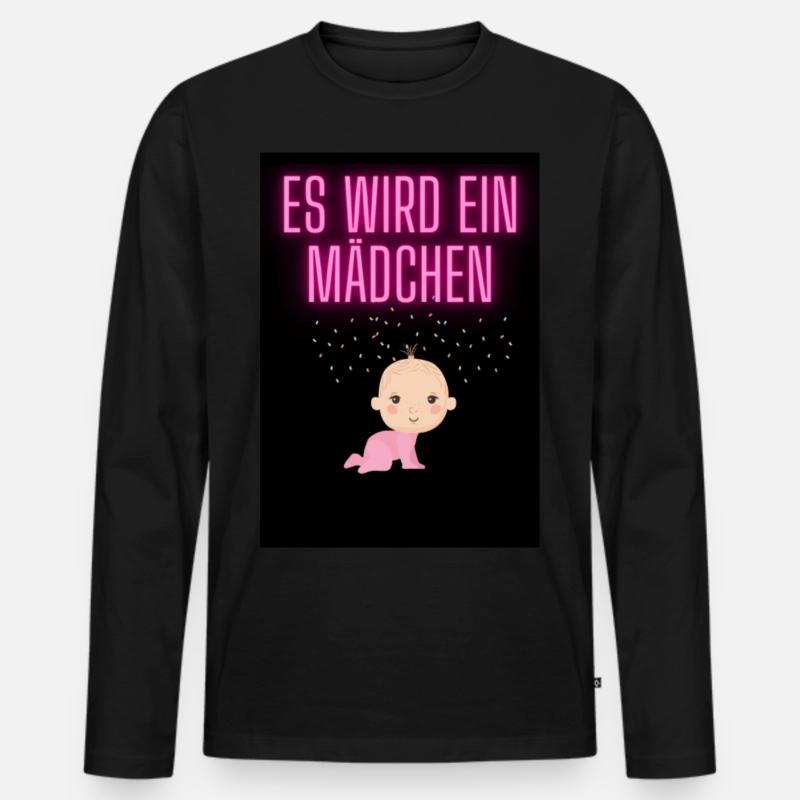 Es wird ein Mädchen - Männer Premium Bio Langarmshirt - Schwarz