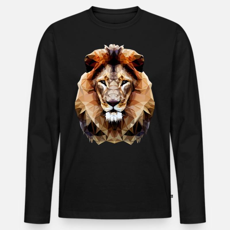 Moderner Polygon Löwe - Männer Premium Bio Langarmshirt - Schwarz