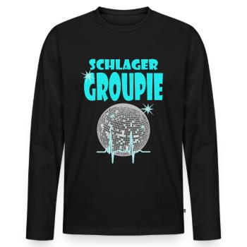 SCHLAGERGROUPIE türkis - Männer Premium Bio Langarmshirt - Schwarz - Vorne - Nico (187cm)