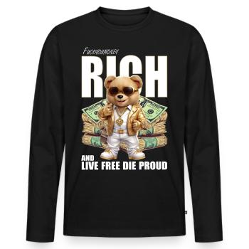 FUCKIN RICH LIVE FREE THE PROUD - Men's Premium Organic Long Sleeve Shirt - black - Front - Nico (187cm)