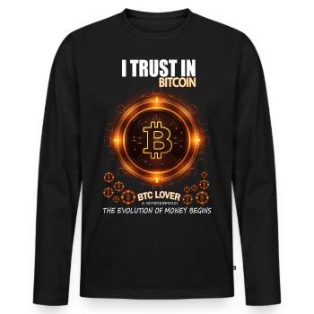 ICH VERTRAUE AUF BITCOIN BTC EVOLUTION DES GELDES - Männer Premium Bio Langarmshirt - Schwarz - Vorne - Nico (187cm)
