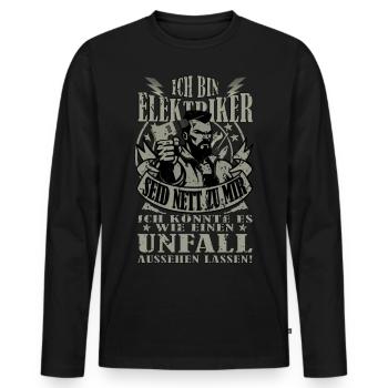 ICH KÖNNTE ES WIE EIN UNFALL AUSSEHEN LASSEN - Männer Premium Bio Langarmshirt - Schwarz - Vorne - Nico (187cm)
