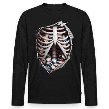 Casino avec passion - T-shirt manches longues Premium bio Homme - noir - Devant - Nico (187cm)