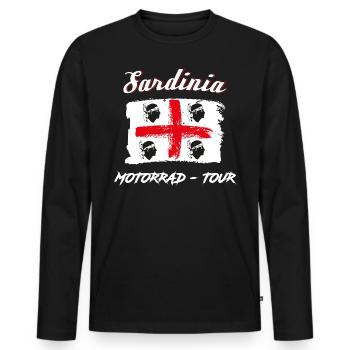 Sardinien Flagge Motorrad Tour Geschenk - Männer Premium Bio Langarmshirt - Schwarz - Vorne - Nico (187cm)