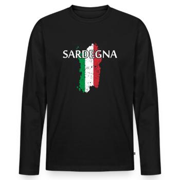 Sardinien Italien Flagge Sardegna Insel - Männer Premium Bio Langarmshirt - Schwarz - Vorne - Nico (187cm)