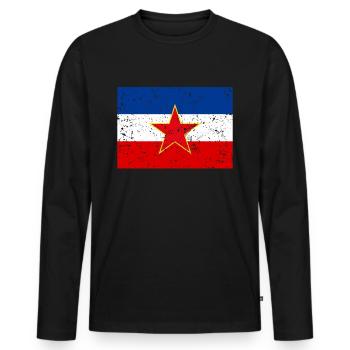 Jugoslawien Flagge Jugoslavia Fahne Stern SFRJ - Männer Premium Bio Langarmshirt - Schwarz - Vorne - Nico (187cm)