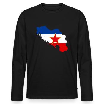 Jugoslawien Flagge Jugoslavia Fahne Land Stern - Männer Premium Bio Langarmshirt - Schwarz - Vorne - Nico (187cm)