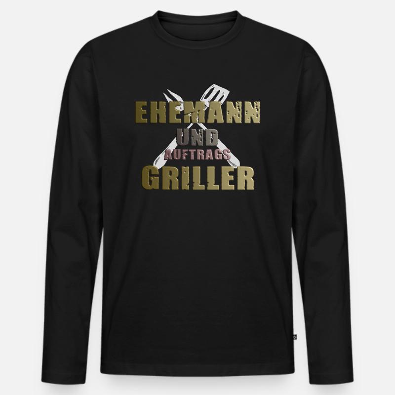 Grillshirt- Ehemann&Auftragsgriller Geschenk - Männer Premium Bio Langarmshirt - Schwarz