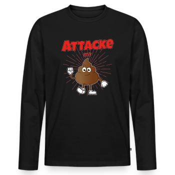 Attacke mit Kacke - Männer Premium Bio Langarmshirt - Schwarz - Vorne - Nico (187cm)