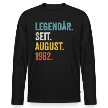 40 ans légendaires depuis août 1982 40e anniversaire - T-shirt manches longues Premium bio Homme - noir - Devant - Nico (187cm)