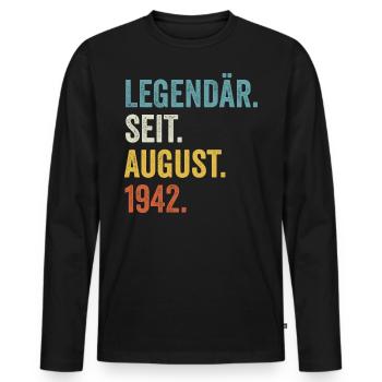 80 Jahre Legendär Seit August 1942 80. Geburtstag - Männer Premium Bio Langarmshirt - Schwarz - Vorne - Nico (187cm)