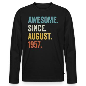 Awesome Since August 1957 65e anniversaire - T-shirt manches longues Premium bio Homme - noir - Devant - Nico (187cm)