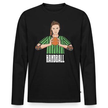 Joueur de handball Handball Outfit Handball Joueur de handball - T-shirt manches longues Premium bio Homme - noir - Devant - Nico (187cm)
