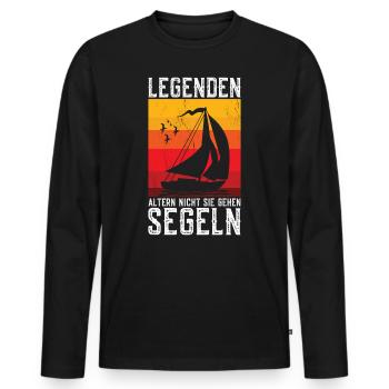 Legends Don't Age They Go Sailing Funny - Men's Premium Organic Long Sleeve Shirt - black - Front - Nico (187cm)