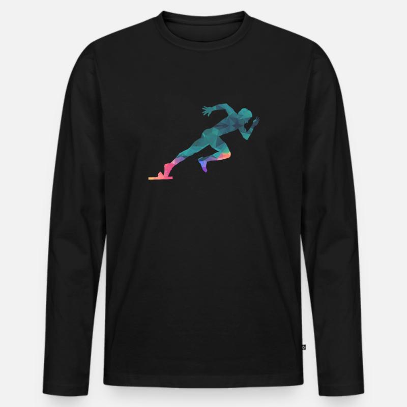 Sprinter Sprinten Läufer - Männer Premium Bio Langarmshirt - Schwarz