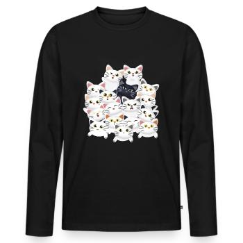 Cats in the pile - Men's Premium Organic Long Sleeve Shirt - black - Front - Nico (187cm)