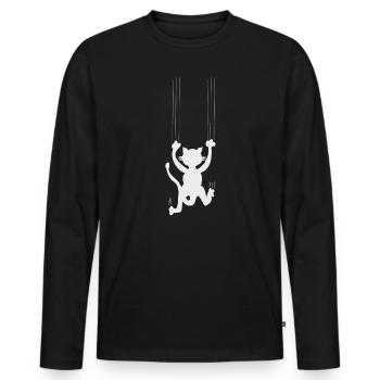 Lustige Katze Niedliche Katze - T-Shirt Humor katzen - Männer Premium Bio Langarmshirt - Schwarz - Vorne - Nico (187cm)