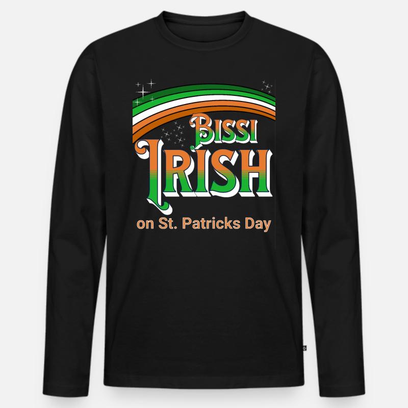 Bissi Irish - am St.Patrick's Day! - Männer Premium Bio Langarmshirt - Schwarz