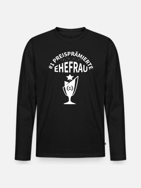 Preisprämierter Ehefrau - Männer Premium Bio Langarmshirt - Schwarz