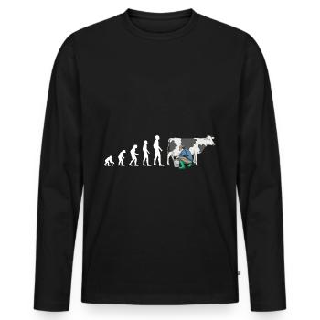 Traite de vache fermier Evolution - T-shirt manches longues Premium bio Homme - noir - Devant - Nico (187cm)