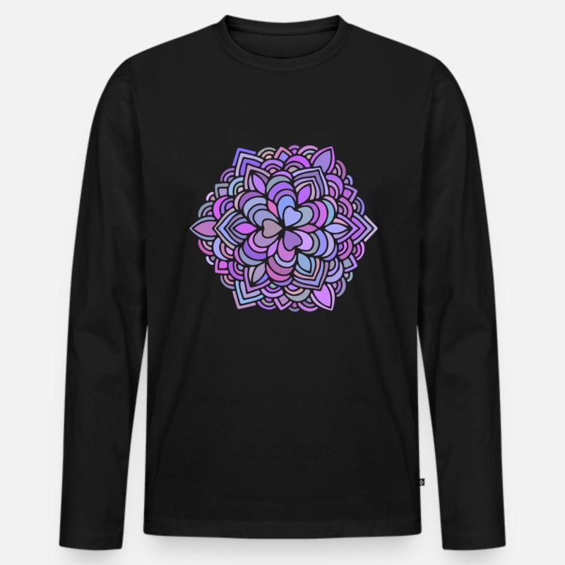 Mandala bunte Geschenkidee - Männer Premium Bio Langarmshirt - Schwarz