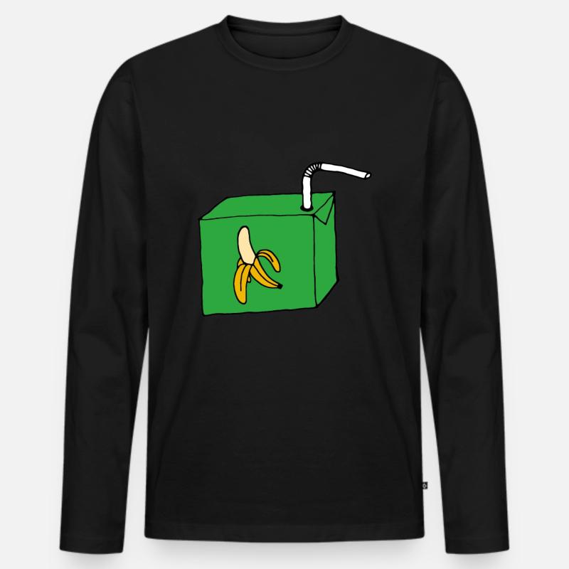 Trinkpäckchen Banane - Männer Premium Bio Langarmshirt - Schwarz