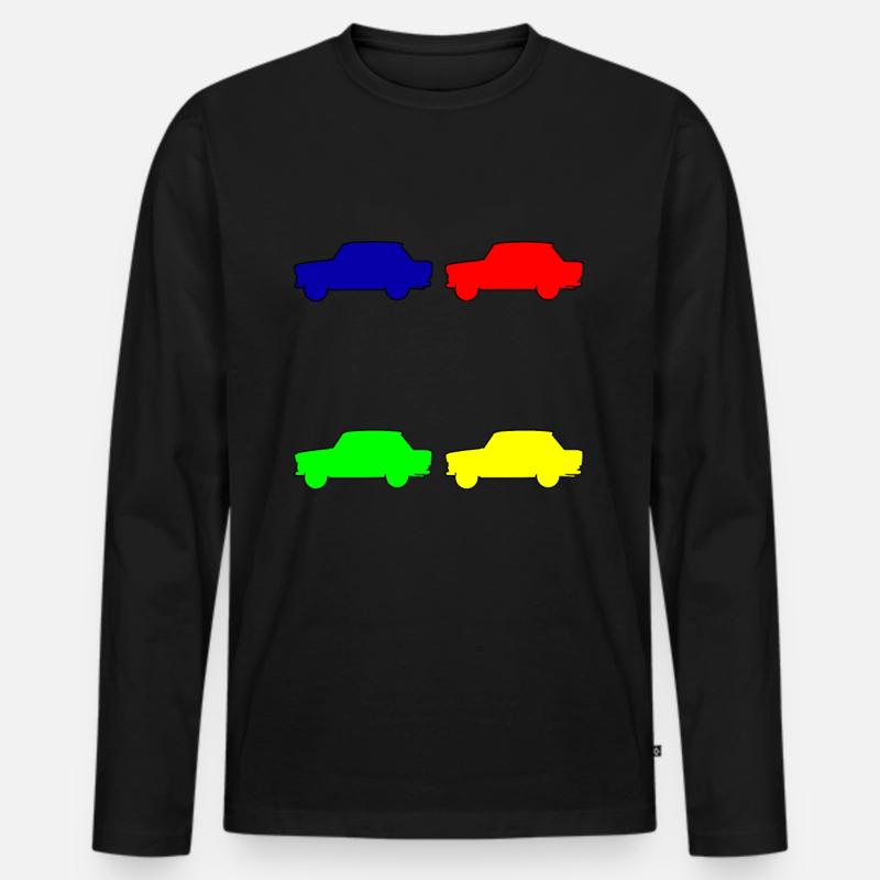 Trabant Trabbis bunt - Männer Premium Bio Langarmshirt - Schwarz