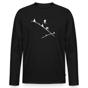 Skieur I Sports d’hiver I Montagne I Neige cadeau - T-shirt manches longues Premium bio Homme - noir - Devant - Nico (187cm)