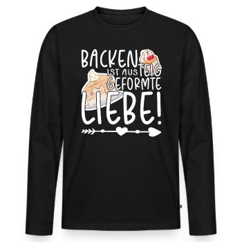Backen ist aus Teig geformte Liebe, Bäcker - Männer Premium Bio Langarmshirt - Schwarz - Vorne - Nico (187cm)