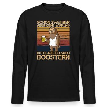 Schon zwei Bier aber keine Wirkung Impfung Booster - Männer Premium Bio Langarmshirt - Schwarz - Vorne - Nico (187cm)