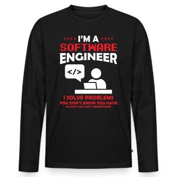 I'm a Software Engineer Software Developer - Männer Premium Bio Langarmshirt - Schwarz - Vorne - Nico (187cm)