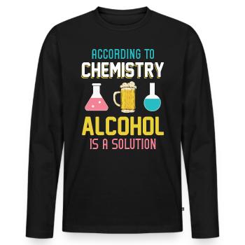 Selon la chimie, l’alcool est une solution - T-shirt manches longues Premium bio Homme - noir - Devant - Nico (187cm)
