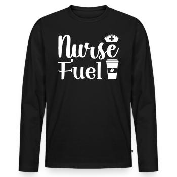 Nurse Fuel Coffee Cappuccino - Männer Premium Bio Langarmshirt - Schwarz - Vorne - Nico (187cm)