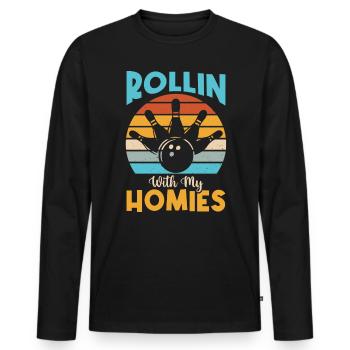 Je ne suis pas toujours grincheux Parfois je joue au bowling - Spor - T-shirt manches longues Premium bio Homme - noir - Devant - Nico (187cm)