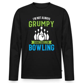 Je ne suis pas toujours grincheux Parfois je joue au bowling - Spor - T-shirt manches longues Premium bio Homme - noir - Devant - Nico (187cm)