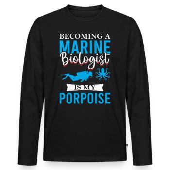 Devenir biologiste marin est mon marsouin - Biolo - T-shirt manches longues Premium bio Homme - noir - Devant - Nico (187cm)