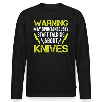 Couteau Collecteur Lame Forge Forgeron - T-shirt manches longues Premium bio Homme - noir - Devant - Nico (187cm)