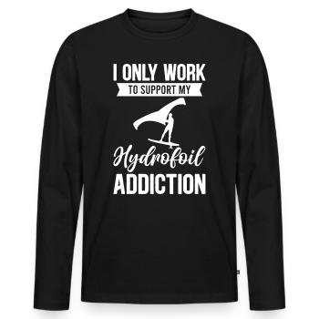 Je ne travaille que pour soutenir ma dépendance à l’hydroptère - wi - T-shirt manches longues Premium bio Homme - noir - Devant - Nico (187cm)