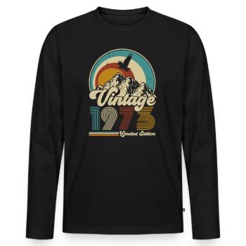 Vintage 1973 vintage rétro adler grunge - T-shirt manches longues Premium bio Homme - noir - Devant - Nico (187cm)