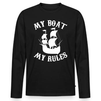 My Boat My Rules - Captain Sea Sailor - Men's Premium Organic Long Sleeve Shirt - black - Front - Nico (187cm)